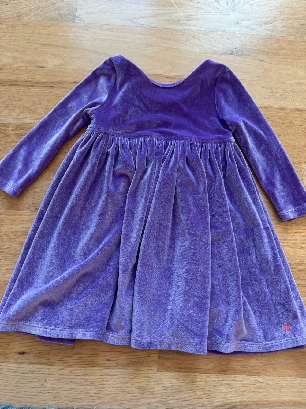 Pink Chicken Purple Velvet Long-Sleeve Twirl Dress